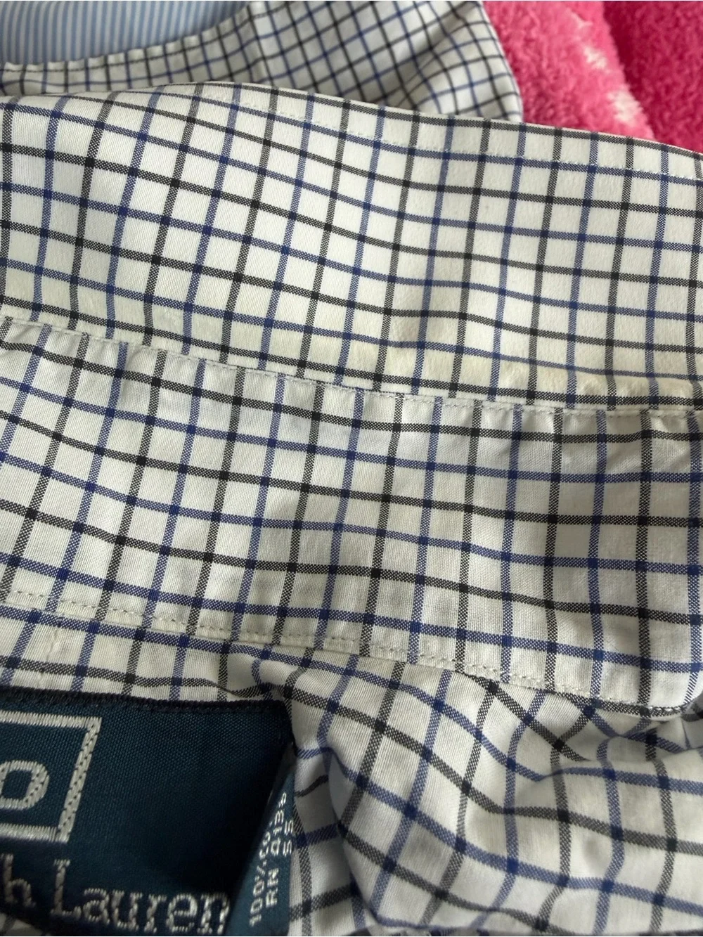 Polo by Ralph Lauren Regent Custom Fit Blue and White Checkered Dress Shirt
